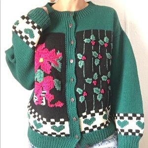 🌺VTG 80s NORDSTOM cottage core wool cardigan